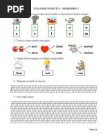 Evaluare Sumativa Rom Sem I Cls I Varianta 2 Matrice Bareme
