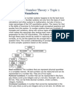 Chapter 01: Number Theory Topic 1: Types of Numbers: Real Numbers: The Numbers That Can Represent Physical Quantities