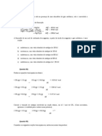 Lista de Exercícios - Termoquímica