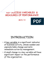 Key Success Variables & Measures of Performance