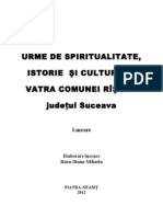 Urme de Istorie Şi Spiritualitate În Vatra Comunei Rîşca