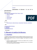 Enonciation Argumentation Et Discours Le Cas de La Généralisation