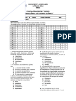 PRUEBA DE QUÍMICA 3° Medio EQUILIBRIO QUÍMICO