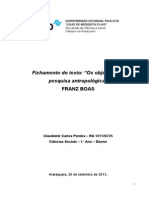 Fichamento Do Texto de Franz Boas - Os Objetivos Da Pesquisa Antropológica