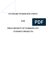 Standard Tender Document For Procurement of Works Plant - Turnkey Projects