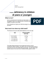 Iron Deficiency in Children (8 Years or Younger) : Key Points To Remember