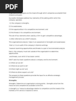 Lecture 2 Aditional Reading SWOT PEST 3C's Porter Generic 5 Factors