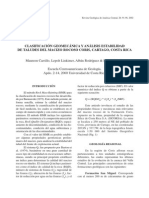 Clasificación Geomecánica y Análisis Estabilidad de Taludes Del Macizo Rocoso Coris, Cartago, Costa Rica