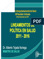 Lineamientos de Política de Salud 2011-2016