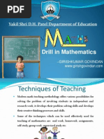 Drill in Mathematics: Vakil Shri D.H. Patel Department of Education