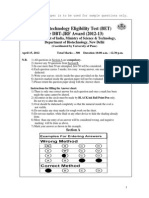 Biotechnology Eligibility Test (BET) For DBT-JRF Award (2012-13)