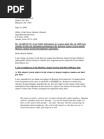 Texas Watchdog Letter To Attorney General Regarding Houston Airport System Salary Data