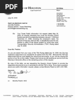 City of Houston Letter To Texas Watchdog Regarding Release of Airport Worker Salary Data