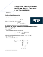 Joint Density Functions, Marginal Density Functions, Conditional Density Functions, Expectations and Independence