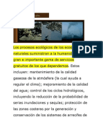 Los Procesos Ecológicos de Los Ecosistemas Naturales Suministran A La Humanidad Una Gran e Importante Gama de Servicios Gratuitos de Los Que Dependemos