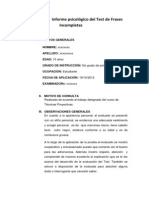 Homenforme Psicológico Del Test de Frases Incompletas.