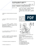 Exercicios de Biologia - 4 Bimestre - Sistema Respiratório