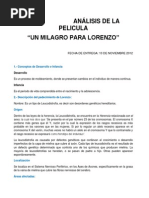 Analisi de La Pelicula Un Milagro para Lorenzo