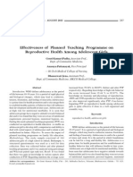 Effectiveness of Planned Teaching Programme On Reproductive Health Among Adolescent Girls