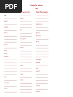 Irregular Verbs Test Infinitive Simple Past Past Participle