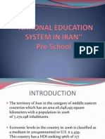 'NATIONAL EDUCATION SYSTEM IN IRAN'' - Pre-School