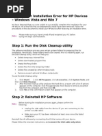 Solution For Installation Error For HP Devices - Windows Vista and Win 7