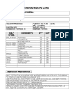 Standard Recipe Card: Recipe Name: Dosa Masala