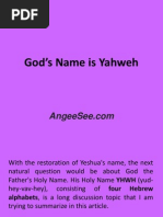 God's Holy Name Is Yahweh