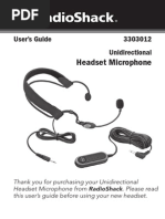 Headset Microphone: Unidirectional User's Guide 3303012