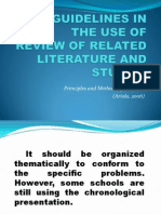 Guidelines in The Use of Review of Related Literature and Studies