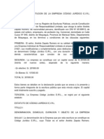 Minuta de Constitucion de La Empresa Código Jurídico e