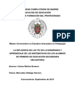 Influencia de Las TIC en La Enseñanza y Aprendizaje de Las Matemáticas