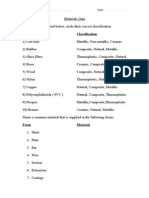 Materials Quiz and Properties Worksheet