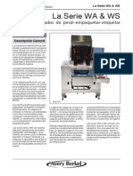 Especificaciones Técnicas Preenvasado Wa-Ws