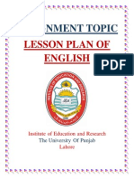 Assignment Topic: Lesson Plan of English