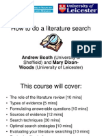 How To Do A Literature Search: Andrew Booth (University of Woods (University of Leicester)