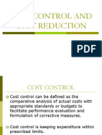 Cost Control and Cost Reduction