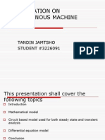 Presentation On Synchronous Machine Model: Tandin Jamtsho STUDENT #3226091