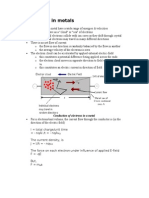 Conduction in Metals: o o o o o o o o