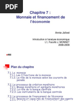 IAE Chap 7 - Monnaie Et Financement de L'économie