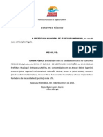 Ato Com Lista de Candidatos Homologados Concurso Itapecuru Mirim 2013