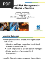 Operational Risk Management + Six Sigma Success