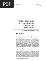 Músicas Regionales y Eurocentrismo Cultura Arte y Civilización