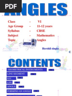 Class - Vi Age Group - 11-12 Years Syllabus - Cbse Subject - Mathematics Topic - Angles