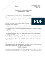 Spence's (1973) Job Market Signalling Game