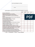 Fichas de Acompanhamento Da Aprendizagem Das Crianças