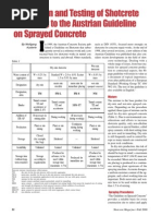 Application and Testing of Shotcrete According To The Austrian Guideline On Sprayed Concrete