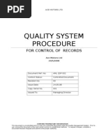 Quality System Procedure: For Control of Records