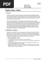 Depth of Bury Pipe Table