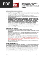 Instructions and Parts List For Model 50H Hand-Operated Hydraulic Press